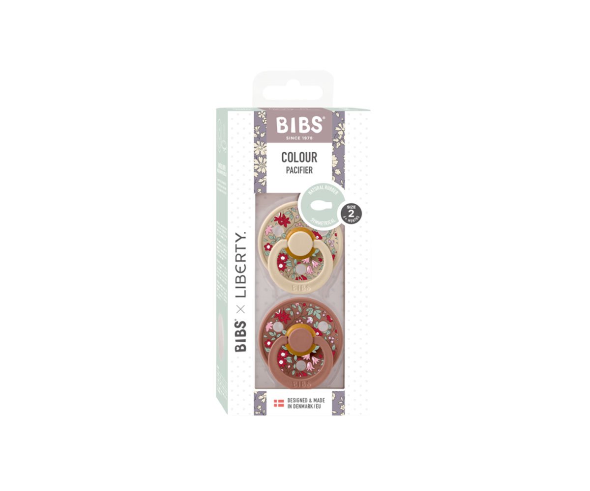 2 Chupetes BIBS Colour Simétrica Liberty Chamomile Lawn Vainilla/Woodchuck Mix 0-6 M
