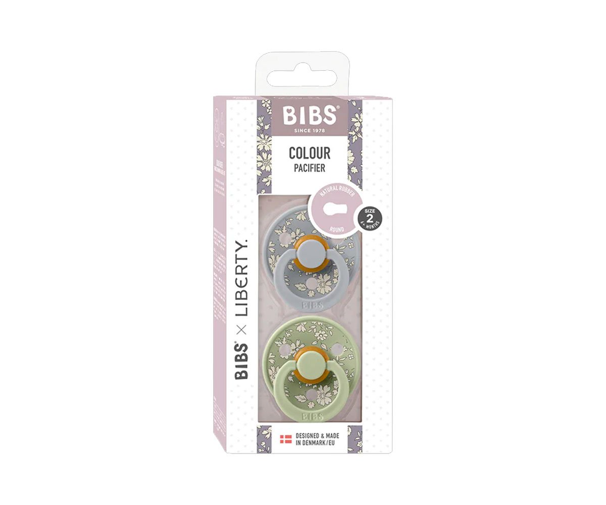 2 Chupetes BIBS Colour Simétrica Liberty Capel Sage 6-18 M