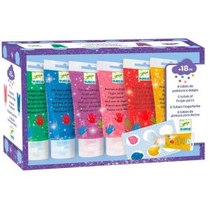 Pintura de Dedos 6 Tubos Colores con Purpurina Djeco