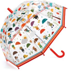 PARAGUAS MEDIANO TRANSPARENTE BAJO LA LLUVIA