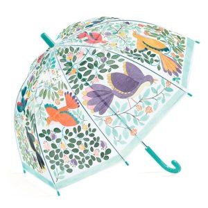 PARAGUAS MEDIANO TRANSPARENTE FLORES Y PÁJAROS