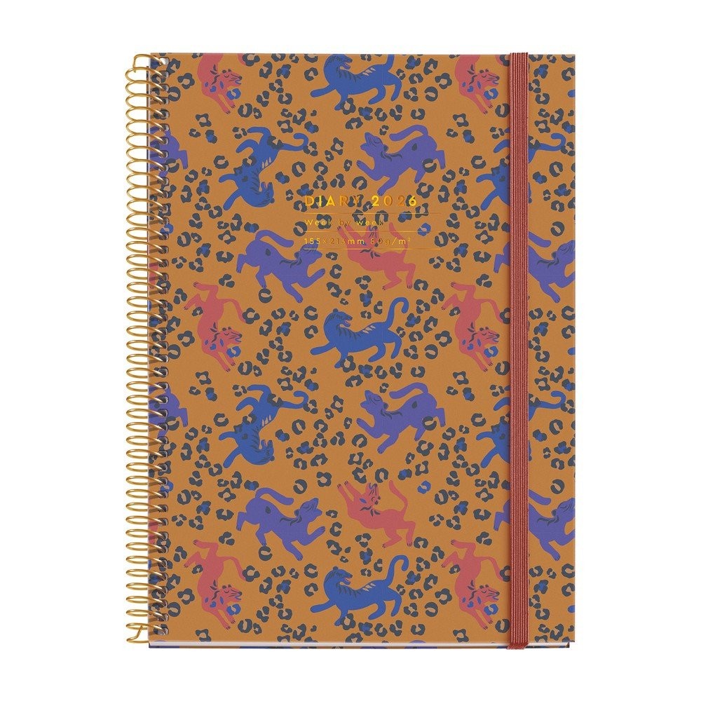 AGENDA MIQUELRIUS 2026 DÍA PÁGINA ESPIRAL NATURA LEOPARD