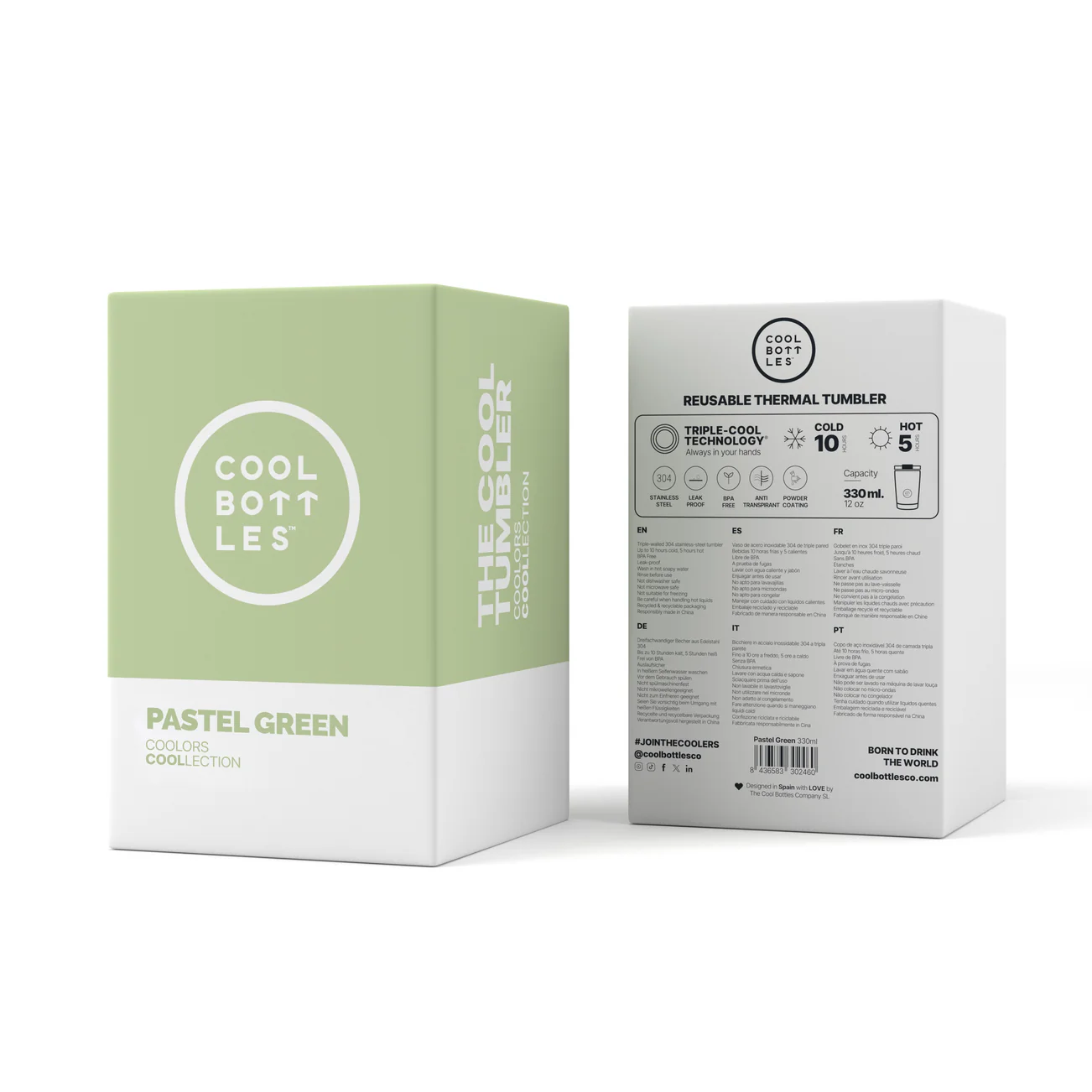 VASO DE ACERO INOXIDABLE, COLOR PASTEL GREEN 330 ML - Imagen 3