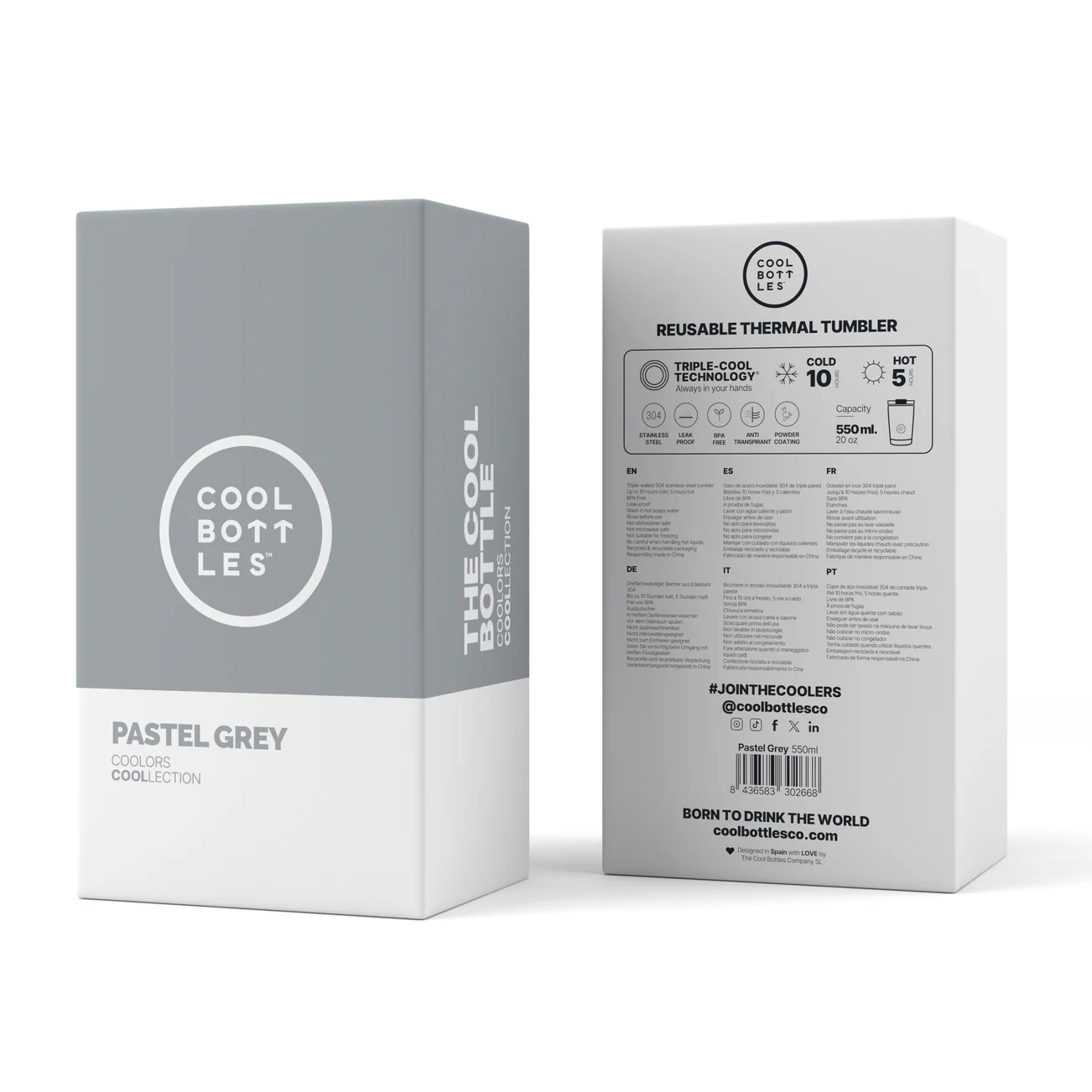 VASO DE ACERO INOXIDABLE, COLOR PASTEL GREY 550 ML - Imagen 3